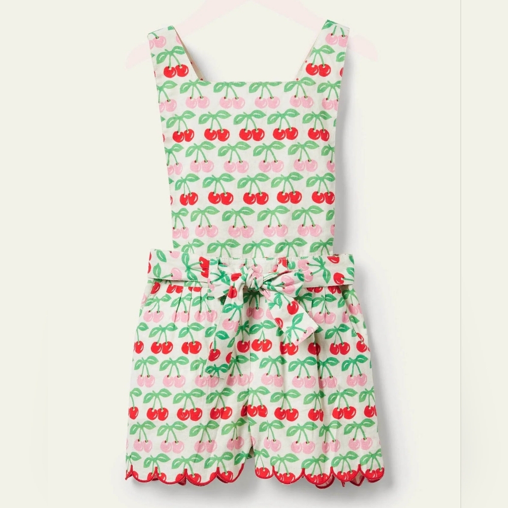Mini Boden Cherry Patterned Scallop Romper, 9-10Y (V3)